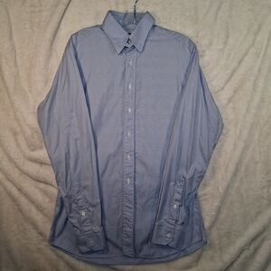 Becker Brothers Dress Shirt Formal Blue Square Pattern Measurements In Descripti